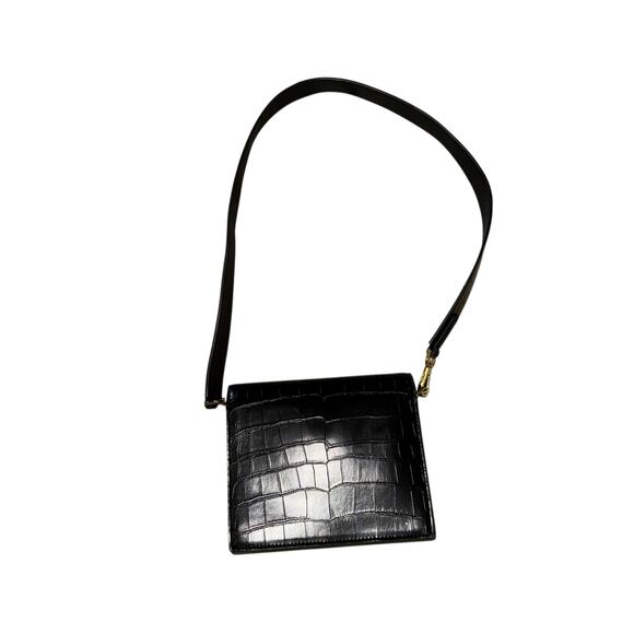 JW PEI Mini Shoulder Croc Embossed Faux Leather Bag Magnetic Lock Black ~ 8"x6" - Picture 11 of 11